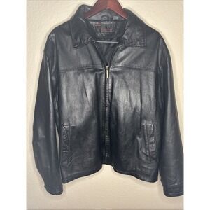 Vintage Phase Two Genuine Black 100% Leather Jacket Size L